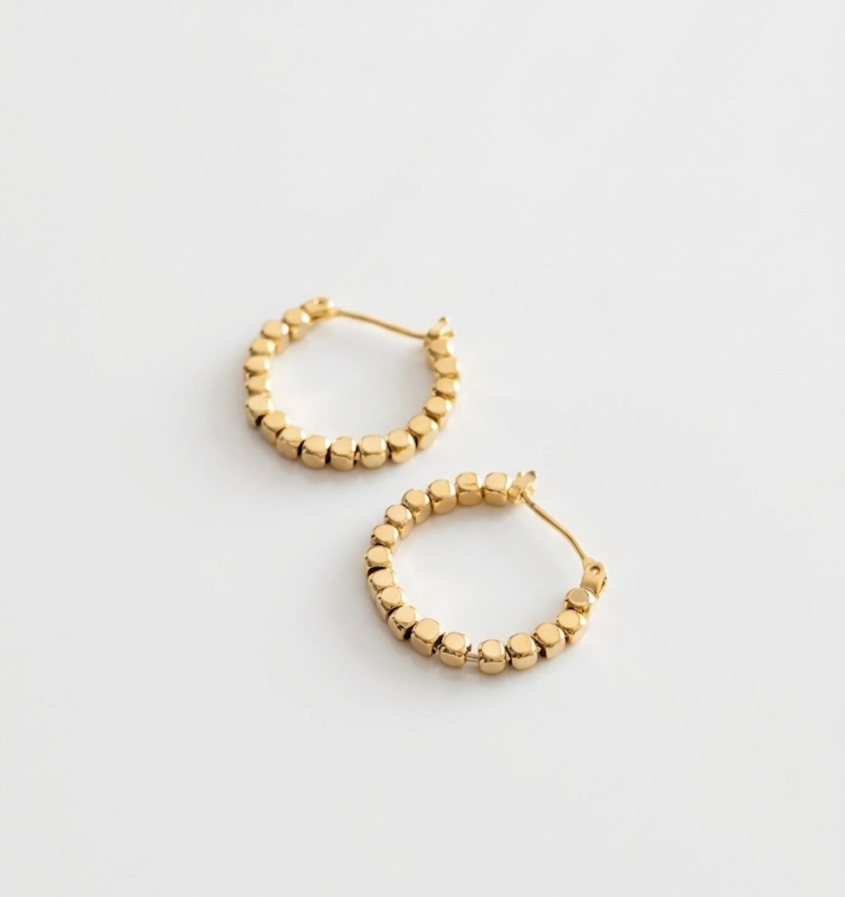 Beaded Gold Hoops