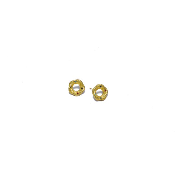 COLOURFUL ROUND STONE EARRINGS